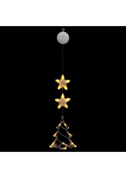 Noel Pencere Işıkları LED Noel Işıkları Dekorasyon Perde Işıkları Vantuz ve Kanca ile Pille Çalışan Iç Mekan Süslemeleri (Noel Ağacı) (Yurt Dışından) fırsatları