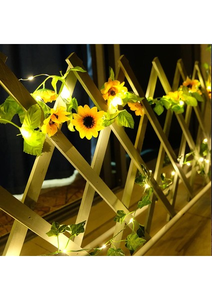 6.56 Ft 40 LED Yapay Ayçiçeği Işıkları Garland, Ayçiçeği Vines ile Ayçiçeği Başları Pille Çalışan Peri Dize Işıkları Kapalı Ev Bahçe Partisi Yatak Odası Düğün Dekor (B) (Yurt Dışından)