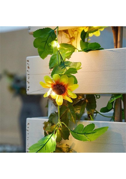 6.56 Ft 40 LED Yapay Ayçiçeği Işıkları Garland, Ayçiçeği Vines ile Ayçiçeği Başları Pille Çalışan Peri Dize Işıkları Kapalı Ev Bahçe Partisi Yatak Odası Düğün Dekor (B) (Yurt Dışından)