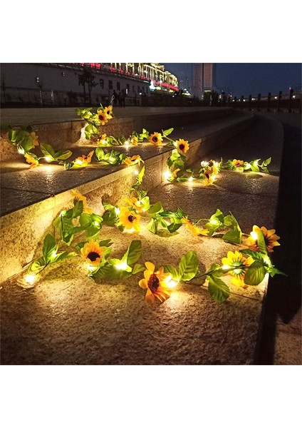 6.56 Ft 40 LED Yapay Ayçiçeği Işıkları Garland, Ayçiçeği Vines ile Ayçiçeği Başları Pille Çalışan Peri Dize Işıkları Kapalı Ev Bahçe Partisi Yatak Odası Düğün Dekor (B) (Yurt Dışından)