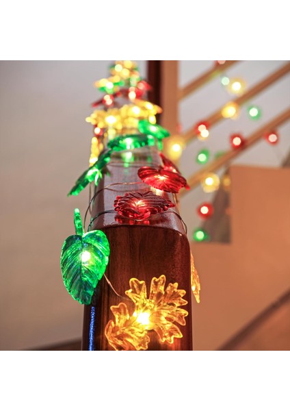Şükran Günü Dekorasyonu Yaprak Peri Dize Işıklar Sonbahar Çelenk Yaprağı Dekoratif Işıklar Hasat Akçaağaç Meşe Dekor 10FT 30LED Pille Çalışan Dize Işıklar Sonbahar Çelenk Yatak Oda (Yurt Dışından)