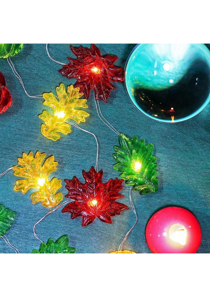 Şükran Günü Dekorasyonu Yaprak Peri Dize Işıklar Sonbahar Çelenk Yaprağı Dekoratif Işıklar Hasat Akçaağaç Meşe Dekor 10FT 30LED Pille Çalışan Dize Işıklar Sonbahar Çelenk Yatak Oda (Yurt Dışından)