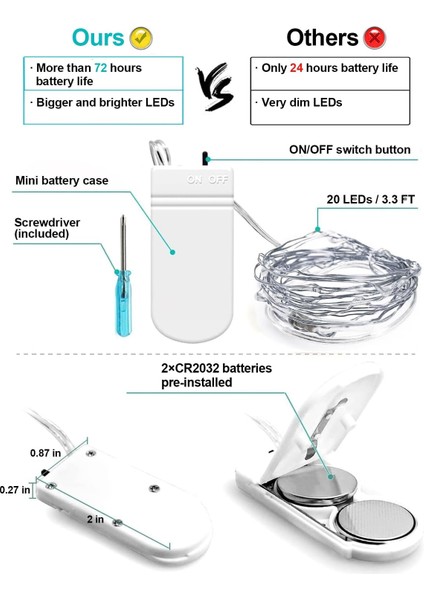 20 Paket Peri Işıkları Pille 3.3ft 20 LED Mini Dize Işıklar Parıldayan Işıklar Bakır Tel Ateş Böceği Mason Kavanozları Için Yıldızlı Işıklar Düğün Partisi Noel Merkezi Masa (Yurt Dışından)