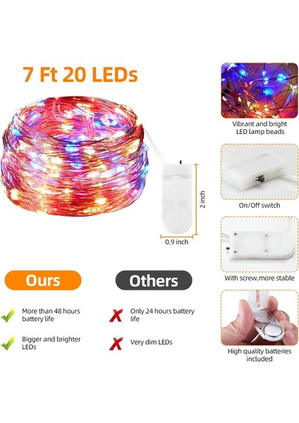 Pille Çalışan Dize Işıklar, 24 Paket 6.5ft 20 LED Mini Gümüş Tel Akülü Ateşböceği Peri Dize Işıklar Düğün Yatak Odası Festivali Parti Noel Masa Süslemeleri Için ( (Yurt Dışından) fiyatları