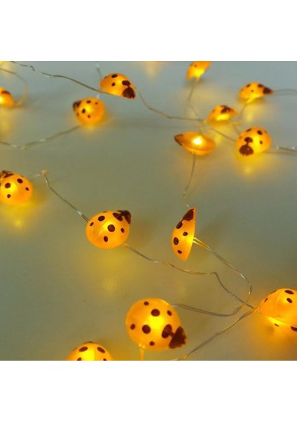 Uğur Böceği Noel Peri Işıkları, 3m 30LED Böcek Dize Işıklar Su Geçirmez Kapalı Dize Işıklar Gümüş Tel Pil Gücü (Sarı) (Yurt Dışından)