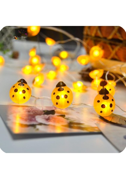 Uğur Böceği Noel Peri Işıkları, 3m 30LED Böcek Dize Işıklar Su Geçirmez Kapalı Dize Işıklar Gümüş Tel Pil Gücü (Sarı) (Yurt Dışından)