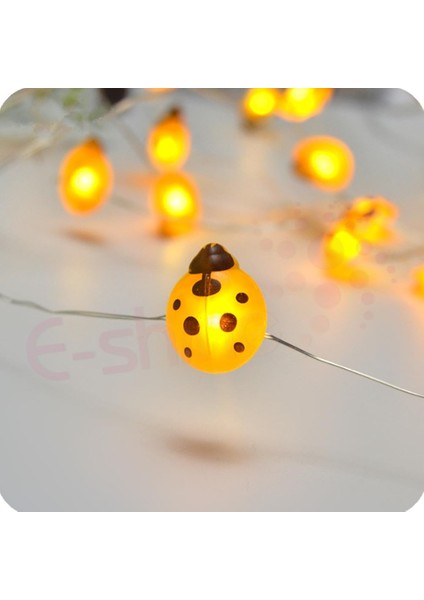 Uğur Böceği Noel Peri Işıkları, 3m 30LED Böcek Dize Işıklar Su Geçirmez Kapalı Dize Işıklar Gümüş Tel Pil Gücü (Sarı) (Yurt Dışından)