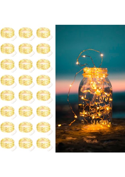 24 Paket Peri Işıkları Pille Çalışan Dize Işıklar 7 Feet 20 LED Su Geçirmez Noel Işıkları Gümüş Tel Ateşböceği Yıldızlı Ay Işıkları Yatak Odası Için Dıy Parti Düğün Veranda Noel (Yurt Dışından)