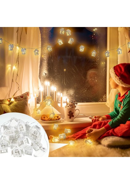 10 Ft 20 Noel Köyü Evleri Dize Işıklar Pille Çalışan LED Peri Işıklar Noel Heykelcik Kar Evi Kapalı Oda Partisi Düğün Için Noel Işıkları Noel Ağacı Dekorasyonu, (Yurt Dışından) fırsatları