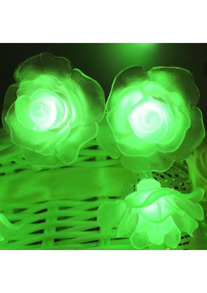 Çiçek Dize Işıkları, 4m 40LED Gül Çiçek Peri Işık Kapalı Peri Dize Işıklar Dış Mekan Pil (Yeşil) (Yurt Dışından)