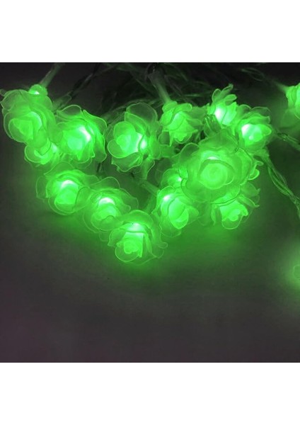 Çiçek Dize Işıkları, 4m 40LED Gül Çiçek Peri Işık Kapalı Peri Dize Işıklar Dış Mekan Pil (Yeşil) (Yurt Dışından)