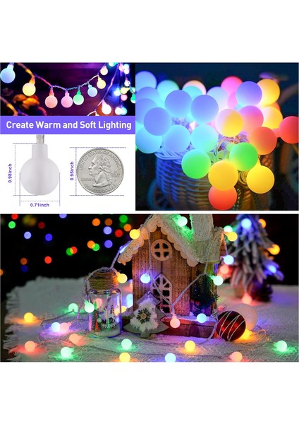 100 LED Küre Dize Işık Pille Çalışan Noel Işıkları Dış Mekan, 33 Ft Pille Çalışan Peri Işıkları, Yatak Odası Dekoru Için Uzaktan Kumandalı 8 Modlu Pil Noel Işıkları (Çok Renkli) (Yurt Dışından)