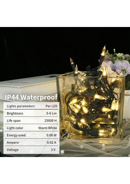 Noel Işıkları 18.3ft 50 LED Pille Çalışan Dize Işıklar 9 Fonksiyonlu Sıcak Beyaz Mini Dize Işıklar Noel Ağacı Çelengi Partisi Için Su Geçirmez Peri Işıkları Parti Iç Mekan Dış Meka (Yurt Dışından)