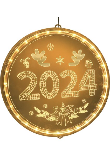 Noel Pencere Dize Işık Noel Ağacı Dize Işık Yuvarlak LED Festival Işığı 2024 Yeni Yıl Noel Için, Pil Yok (Yurt Dışından)