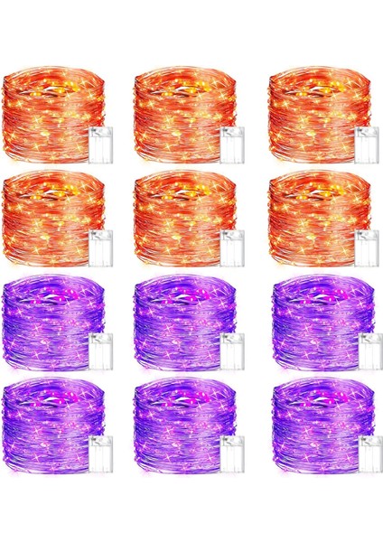 12 Paket Cadılar Bayramı Peri Işıkları Pille Çalışan Su Geçirmez Pille Çalışan Dizi Işıklar 16,4 Ft 50 LED Mor Turuncu Işıklar Parti Dekoru Için Parıldayan Işıklar Oda Bahçe Iç Mek (Yurt Dışından)