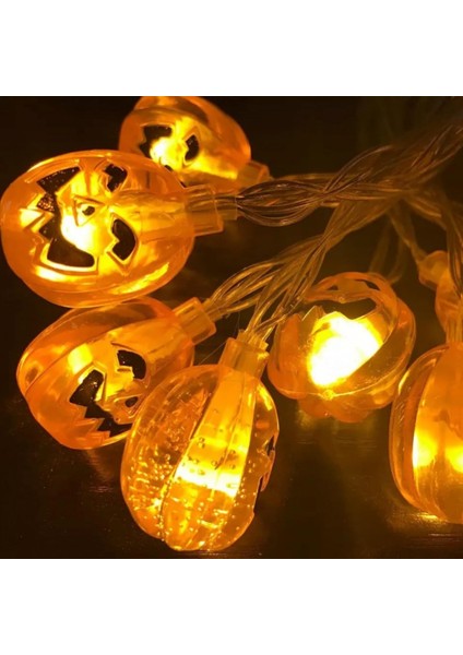 LED Cadılar Bayramı Balkabağı Lambası Dekoratif Lamba Örümcek Yarasa Lamba Dize Kabak Kafatası Kafa Lambası Dize Akülü LED Kabak Dize Lambası (Boyalı Kafatasları, 10) (Yurt Dışından)