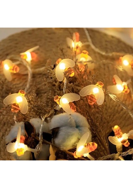 Kelebek Dize Işıklar, 3m 20LED Kelebek Iç Mekan Dize Işıklar Pille Çalışan (Arı, Sıcak Beyaz) (Yurt Dışından)