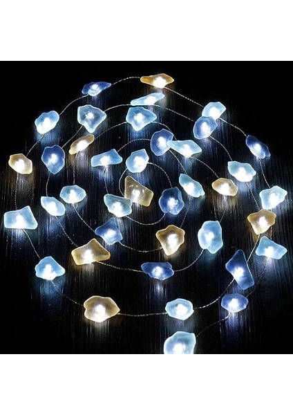 Deniz Perisi Dize Işık, 3m 30LED Plaj Dize Işıklar Okyanus Dekor Dize Işıklar Gümüş Tel Pil (Taş) (Yurt Dışından)