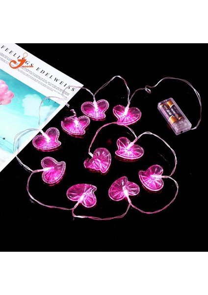 1 Paket Peri Işıkları LED Peri Işıkları Pille Çalışan Anneler Günü Çok Renkli Aşk Kalp 10 LED Dekoratif Dize Işıklar (H Kalp Işıkları Pembe) (Yurt Dışından)