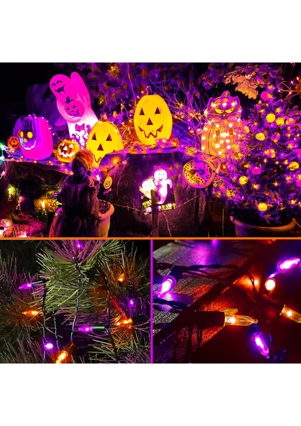Turuncu Mor Pille Çalışan Cadılar Bayramı Noel Işıkları, 2 Paket 17FT 50 LED Pille Çalışan Dize Işıklar, Zamanlayıcı Ile, Dış Mekan Kapalı Noel Ağacı Bahçesi Için Suya Dayanıklı Mi (Yurt Dışından)