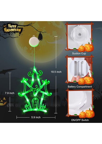 Cadılar Bayramı Işıkları, 3 Paket Hayalet Ağacı, Perili Ev, Vantuzlu Mum Pencere Işıkları, Yükseltme Zamanlayıcısı ve Yavaş Yavaş Solma Işlevleri Cadılar Bayramı Için Pille Çalışan (Yurt Dışından)