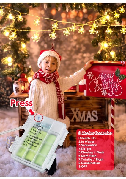 Kar Tanesi Noel Dize Işıkları, 100 Su Geçirmez Plastik Ampul ile 52 Ft Kar Taneleri Tatil Işıkları, Iç Mekan Dış Mekan Için Pille Çalışan Kar Tanesi Pırıltı Peri Işıkları (2 Paket (Yurt Dışından) fırsatları