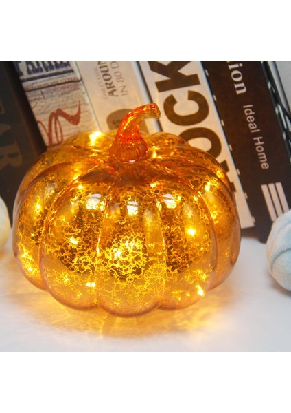 Zamanlayıcılı Cıva Cam Balkabağı Işığı, Içinde 10 Peri Işığı, Pille Çalışan LED Balkabağı Işığı, Cadılar Bayramı Sonbahar Dekorasyonu Için Ideal, Şükran Günü Rustik Dekoru, Noel De (Yurt Dışından)