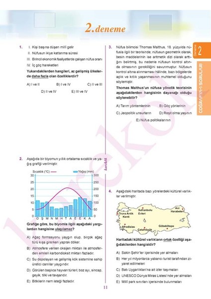 Güncel AYT Coğrafya Denemeleri (60 Çözümlü Deneme)