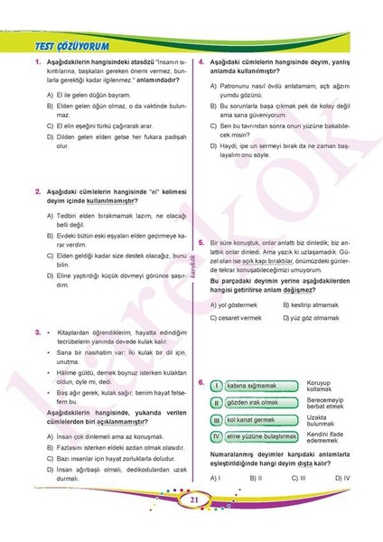 Güncel 7. Sınıf Türkçe Soru Bankası modelleri