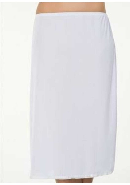 Kadın 2901 Beyaz Uzun Diz Altı Jipon Astar