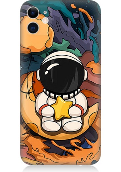 Apple iPhone 11 Uyumlu Silikon Kılıf Astranot Ay ve Yıldız