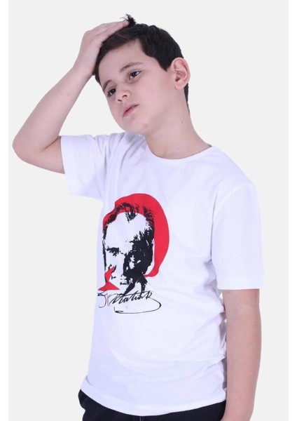 Atatürk Baskılı Atatürk Imzalı Unisex Çocuk T-shırt modelleri