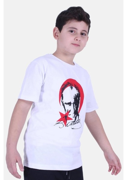 Atatürk Baskılı Atatürk Imzalı Unisex Çocuk T-shırt fırsatları