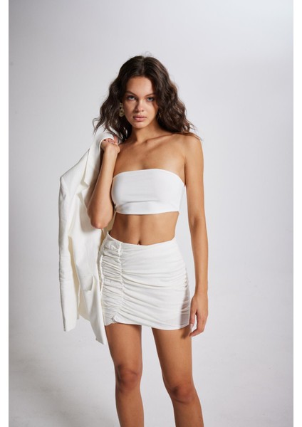 Pamuklu Astarlı Mini Keten Cottony Etek Beyaz fiyatları