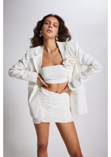 Pamuklu Astarlı Mini Keten Cottony Etek Beyaz indirimleri