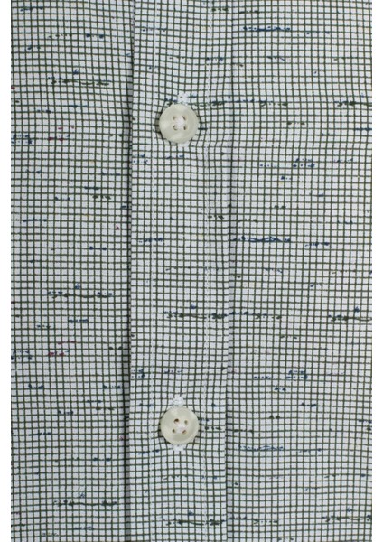 Erkek Haki Kısa Kol Yazlık Gömlek Damla Slim Fit Düğme Yaka Pamuklu Ince Kumaş Jeans 7180