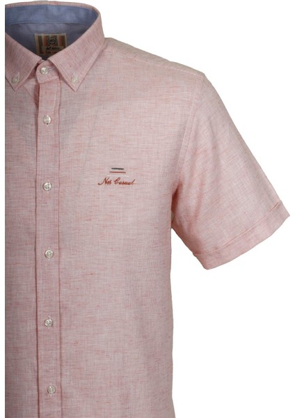 Erkek Kiremit Kısa Kol Yazlık Gömlek Slim Fit Düğme Yaka Pamuklu Ince Kumaş Jeans 7174 Shirt fiyatları