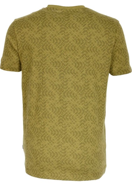 Erkek Haki Slim Fit Bisiklet Yaka Pamuk Baskılı Desenli T-Shirt Jeans 1946 modelleri