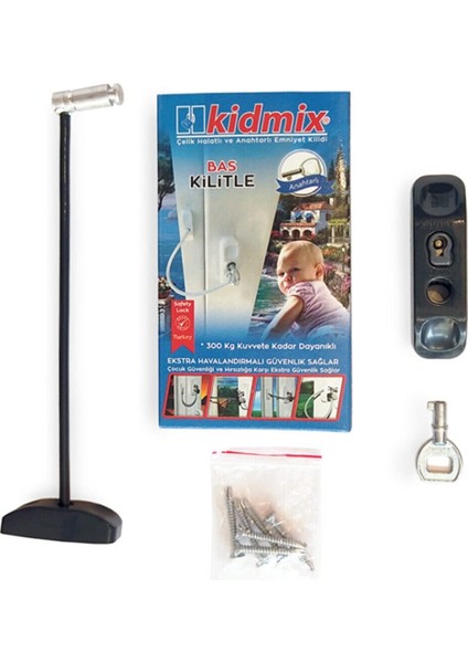 Kidmix Çelik Halatlı Pvc-Pencere Çocuk Emniyet Kilidi 1 Adet