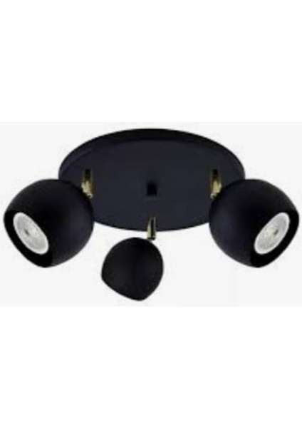 Mylights Küre Mat Siyah Üçlü LED Avize Hareketli Başlık Gün Işığı LED Ampullü Panasonic Marka Ledli
