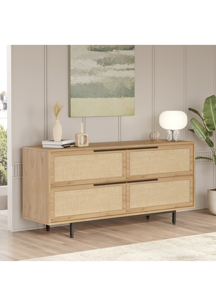Lidya Konsol 4 Kapaklı Metal Ayaklı Uv Baskı 160CM Sepet-Jüt fiyatları