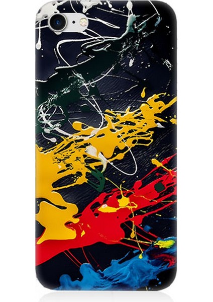Apple iPhone 8 Uyumlu Silikon Kılıf Renkli Boya Darbeleri