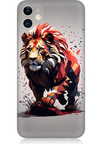 Apple iPhone 11 Uyumlu Silikon Kılıf Sarı Kırmızı Aslan