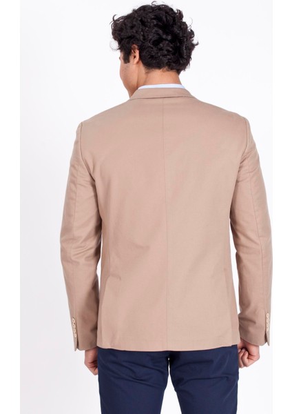 Erkek Casual Camel Slim Fit Dar Kesim Blazer Ceket 4864