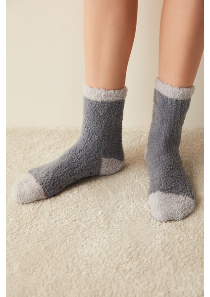 Solid Soft Gri Soket Çorap