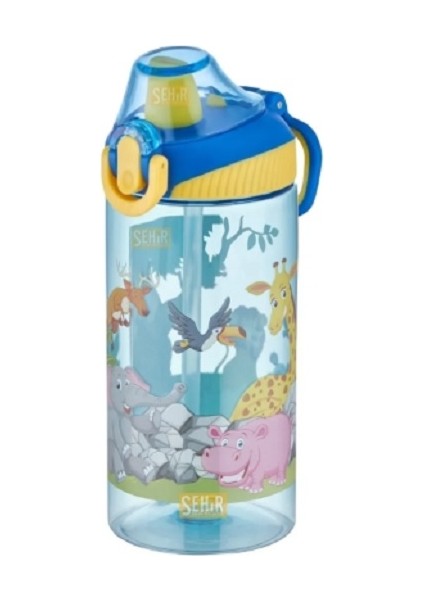 500ML Yeni Koleksiyon Pipetli Tritan Çocuk Su Matarası Kilitlenebilir Kapaklı Sarı Renk