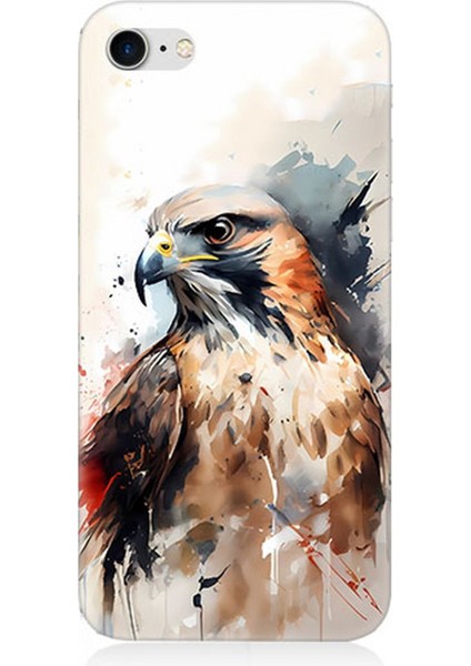 Apple iPhone 8 Uyumlu Silikon Kılıf Siyah Beyaz Asil Kartal