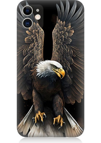 Apple iPhone 11 Uyumlu Silikon Kılıf Beyaz Başlı Kara Kartal