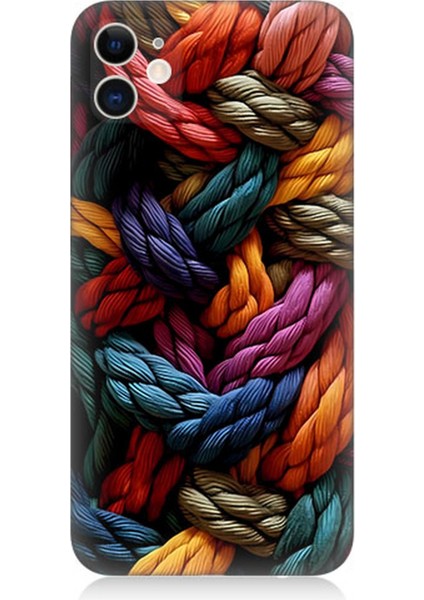 Apple iPhone 12 Uyumlu Silikon Kılıf Pastel Renkli Düğüm Ipler