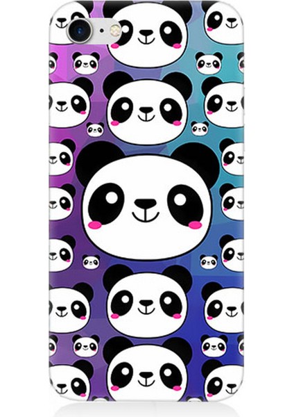 Apple iPhone 7 Uyumlu Silikon Kılıf Sevimli Pandalar